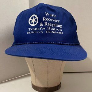 Waste Recovery Recycling Station Hat Blue Color Vintage Rope Adjustable Preowned